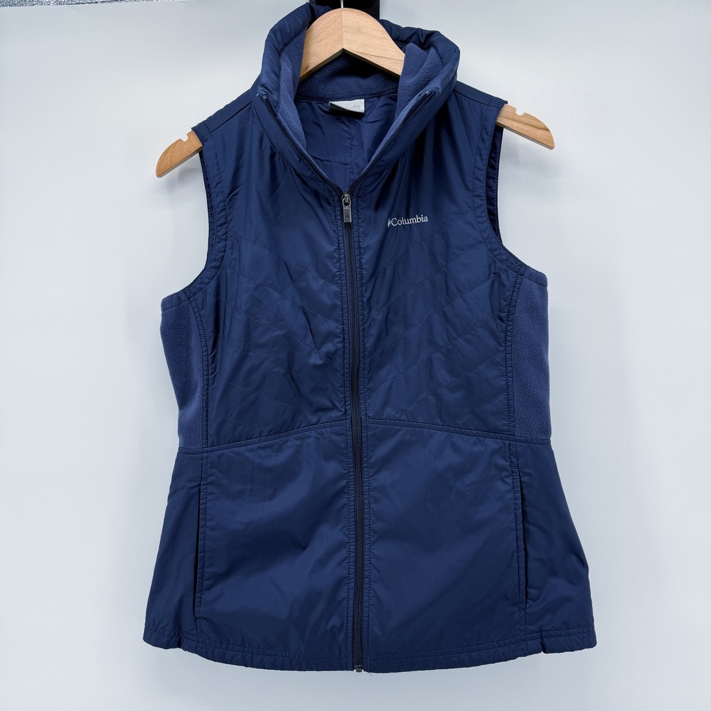 Columbia Mix It Around II Vest Womens Medium Quilted Navy Blue Full Zip Hiking - Picture 3 of 16
